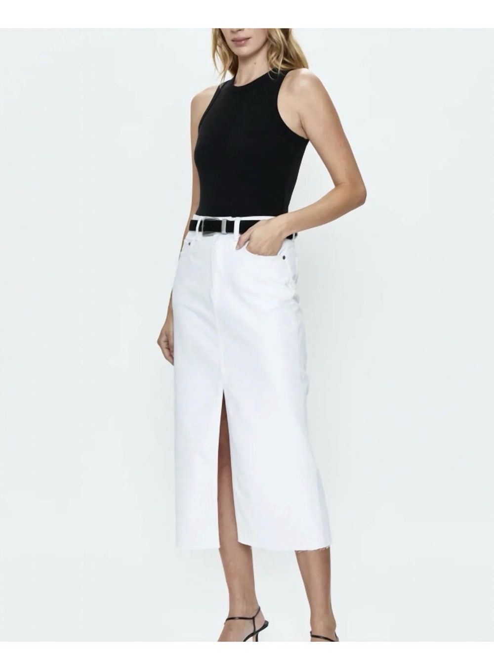 pistola White Midi Skirt with Front Slit - Picture 9 of 9